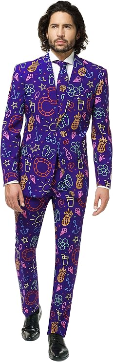 OppoSuits Fashionable Plain Party Suits for Men with Jacket Trousers and Tie