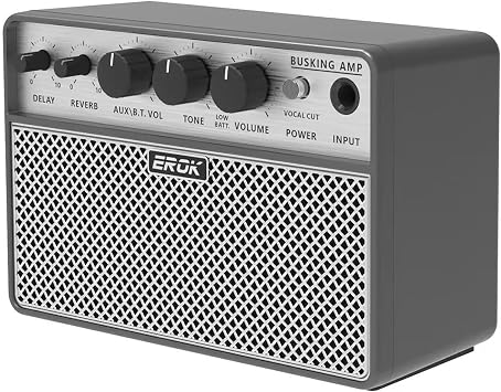 EROK Mini Electric Guitar Amp, Portable Amplifier with 3.5mm Headphone/AUX Input, Compact Design for Practice & Small Gigs (Acoustic Busking Amp)