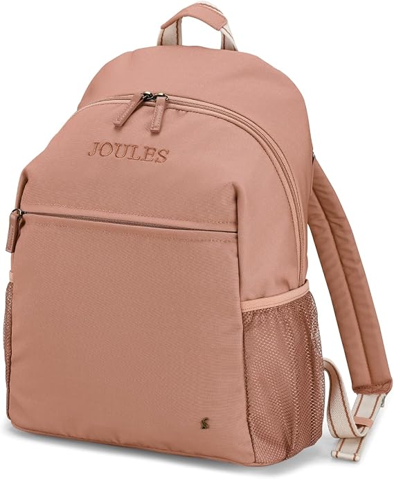 Joules Epwell Collection, Softside Backpack with Adjustable Straps, Fits Laptops 15”, Large 17L, Pink