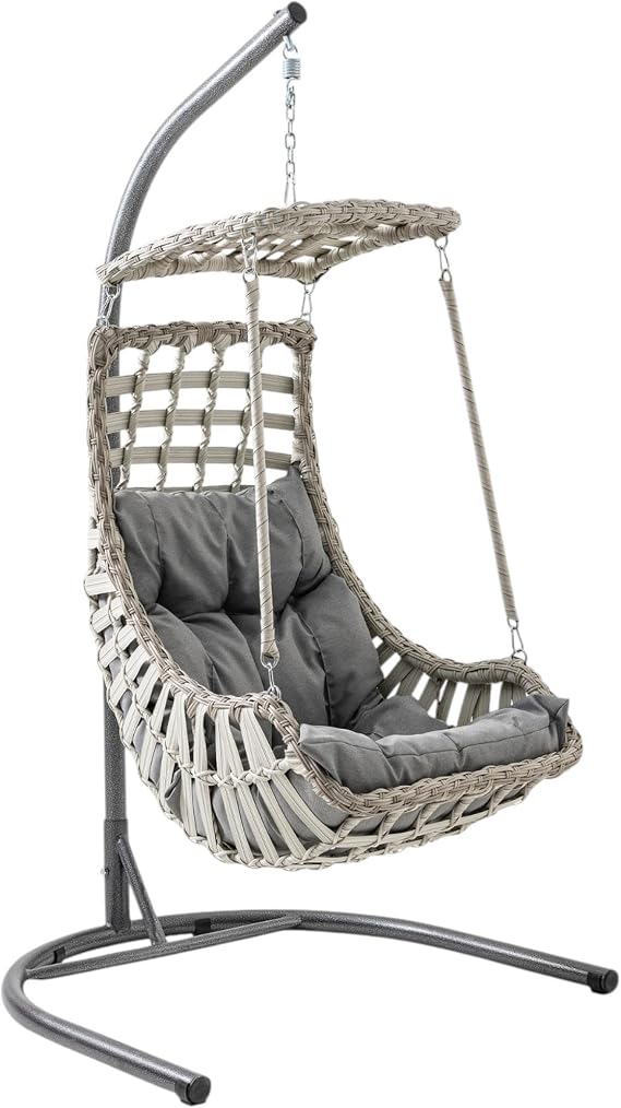 Alaçatı Tekli Rattan Bahçe Balkon Salıncağı Cappuccino