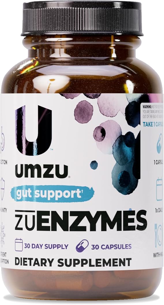 UMZU zuEnzymes Digestive Enzyme Supplement, 30 Day Supply | 21 Enzyme Blend, Lipase, Protease and Amylase, Supports Digestion, Gut Health, Nutrient Breakdown and Digestive Wellness