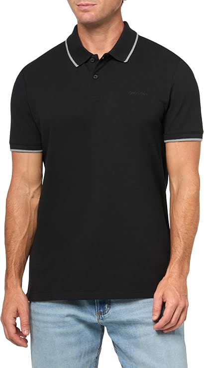 Calvin Klein Men's Liquid Touch Polo Stripe with UV Protection