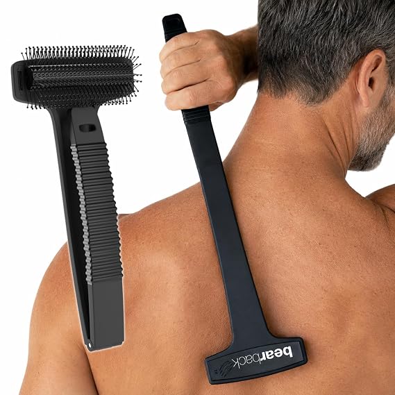 Bearback Back Scratcher for Men & Women - Long Reach Folding Handle, Skin-Safe Bristles - Extendable, Portable, Easy to Clean - Designed by a USA Small Business