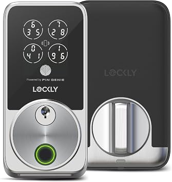 Lockly Secure Pro Smart Door Lock,Fingerprint Keyless Entry Door Lock,Apple Home Key Compatible,Auto Lock, App Remote Control,IP65 Waterproof,Easy Installation