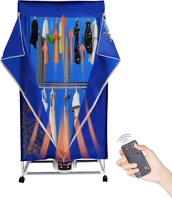 Portable Dryer,110V 1500W Mini Electric Clothes Dryer Machine with Timer and Fabric Cover, Stackable Double Layers Clothes Drying Rack for Apartments, Home, RV, Laundry
