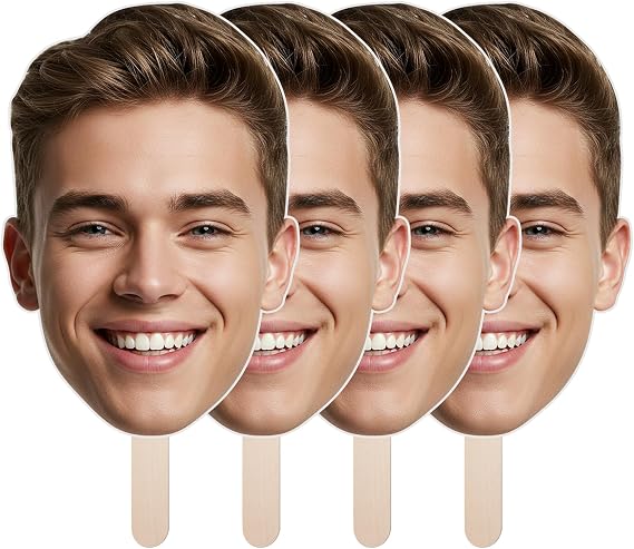 Custom Big Head Cutout on a Stick, 6" to 48" Personalized Face Signs, Photo Props for Birthday, Weeding, Party Decor, Upload Your Photo, 1 Piece, Coroplast