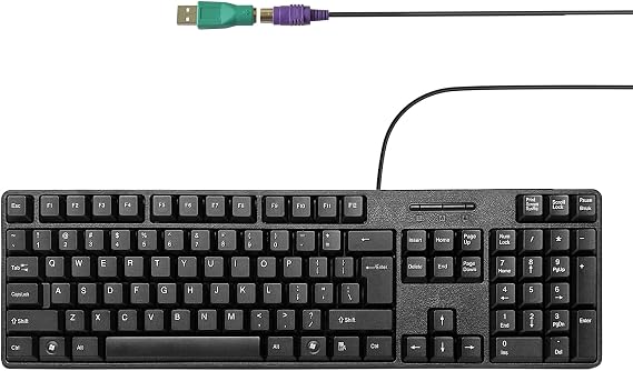 Wired PS2 104 Keys Computer Keyboard with Stands,Waterproof - US Layout Compatible for Windows, PC, Laptop, Black