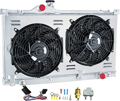 All Aluminum Radiator Compatible with Lexus IS200IS300 2.03.0L 1G-FE 2JZ-GE Manual MT 1999-2005, 3 Row Core Radiators with 12inch Electric Fan Shroud Thermostat Realy Kit