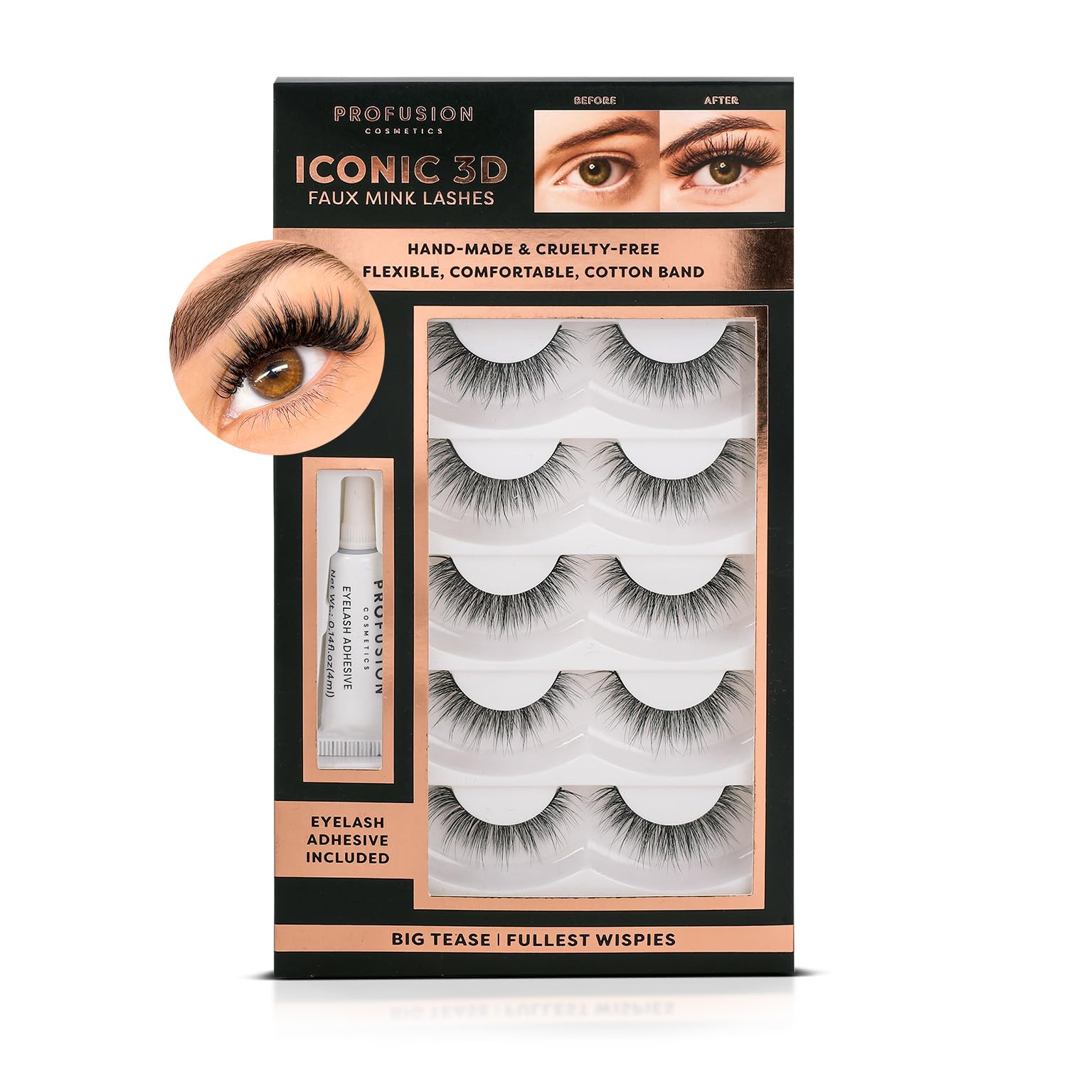 Profusion Cosmetics Iconic 3D Faux Mink Lashes, Achieve Effortless Elegance with Lightweight and Flexible Beauty Tools Big Tease