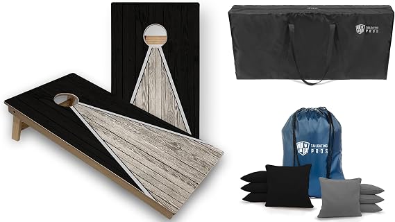 Tailgating Pros Pyramid Design Tournament Grade Cornhole Boards w/Built-in LEDs: Multicolor Lights, Bean Bags and Carrying Case - 4'x2' Regulation Cornhole Set