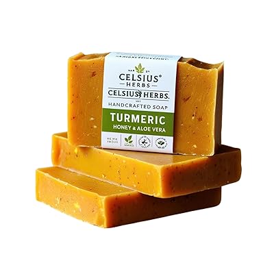 Turmeric Soap Bar with Honey and Aloe Vera, Moisturizing Bar Soap for Sensitive Skin, Glycerin Body Bar Soap, Gentle Turmeric Soap for Dark Spots, Face and Body Cleanser