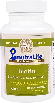 NutraLife Biotin, 10,000 mcg, 120 Easy Chew Tablets