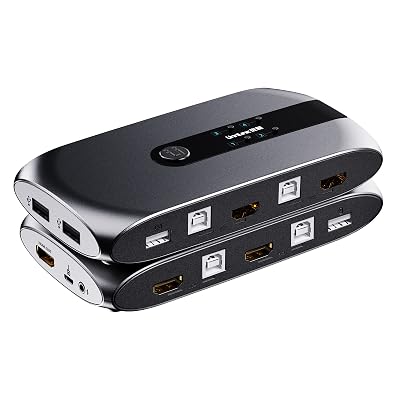 KVM Switch HDMI 4 Port Box, UnnLInk USB Switch for 4 Computers Share One Keyboard Mouse and HD Monitor, Support UHD 4K 3840x2160