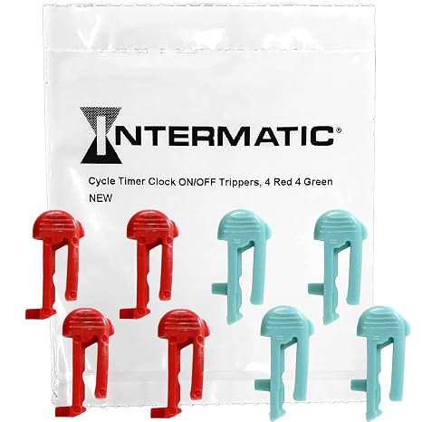 Intermatic Cycle Timer Clock ON/Off Plastic Switch Trippers - TN, PB, TB Series, 4 Red, 4 Green