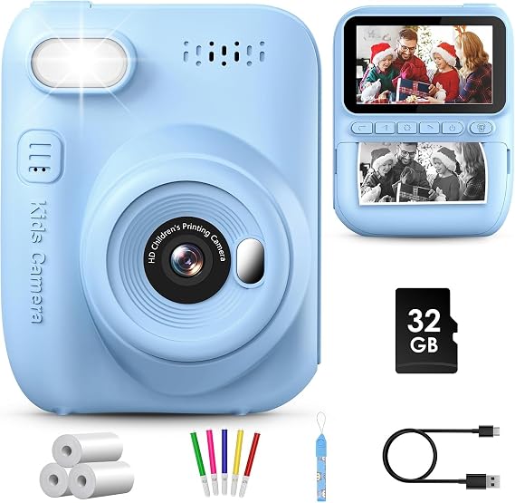 GREENKINDER Kids Camera Instant Print 3.0'' Screen, Child Funny Toys Gifts