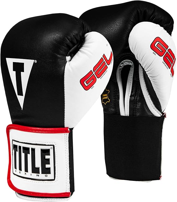 Title Gel World Elastic Training Gloves, Black/White, 16 oz