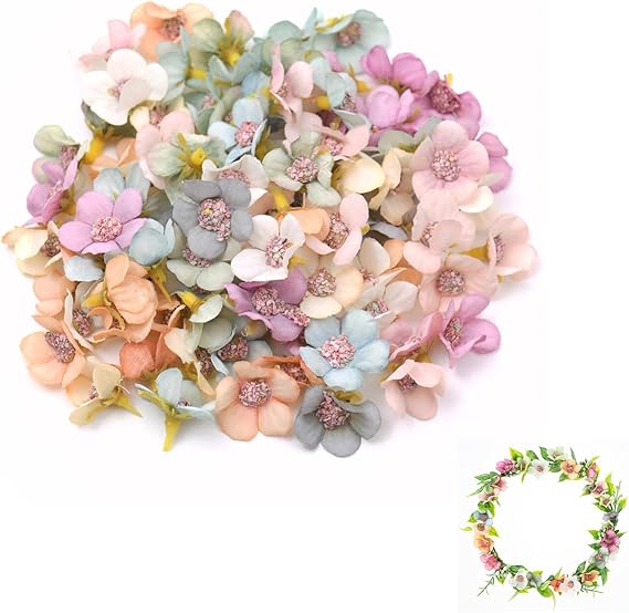 50pcs Multicolour Artificial Silk Daisy Mini Flower Heads for Crafts