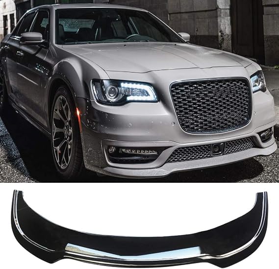 NINTE 1-Piece Integrated Front Lip for 2015-2023 Chrysler 300 300C 300S SRT Bumper Gloss Black ABS Bumper Spoiler Splitter