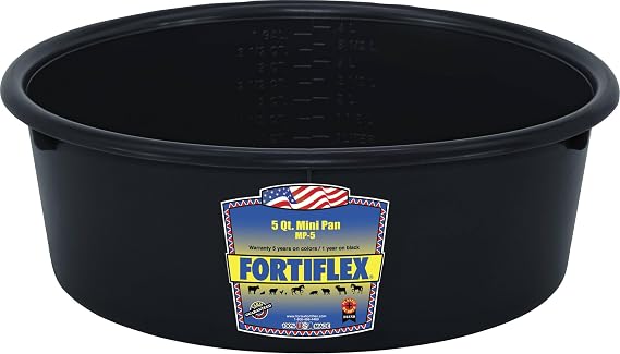 Fortiflex Mini Feed Pan for Dogs and Horses, 5-Quart, Black