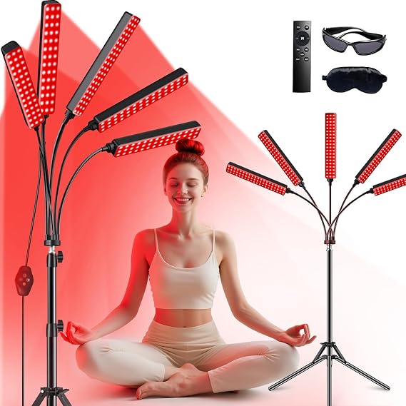Red Light for Face and Body, Infrared Light Therapy Lamp with Stand Led 660nm Red Light-Therapy& 850nm Infrared Light Device (L)