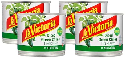 LA VICTORIA Fire Roasted Diced Green Chiles Mild, 7 Oz Pack of 4