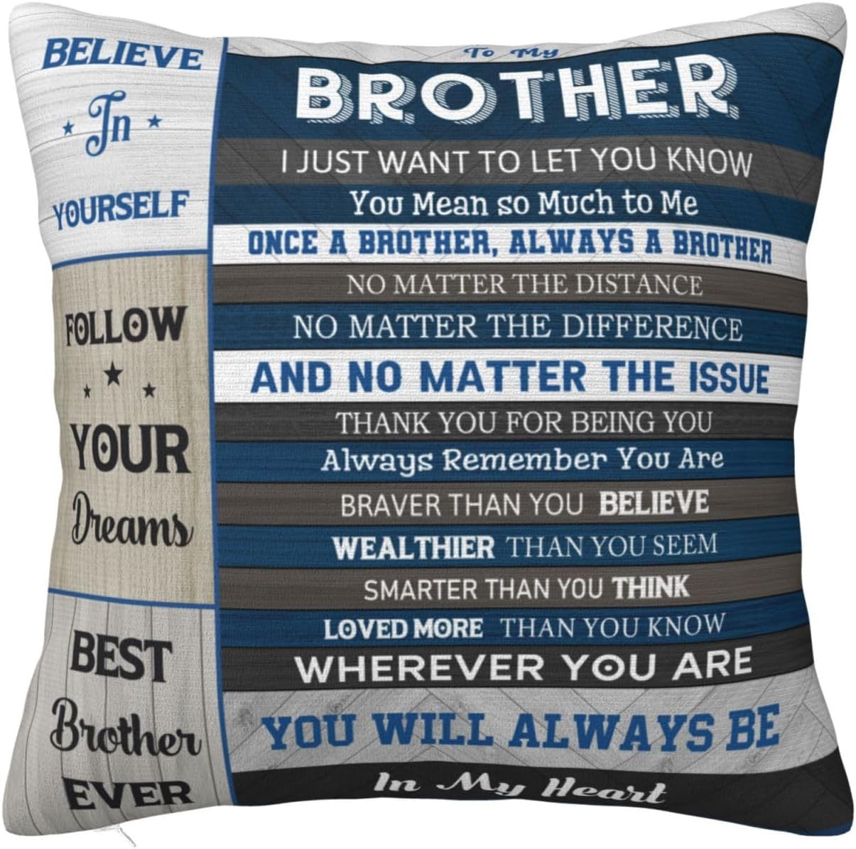 Brother Birthday Gift Ideas, Brothers Gifts for Brothers Adult, Brother's Pillow Cover, Best Brother Ever Gifts Throw Pillow Cover 18X18"