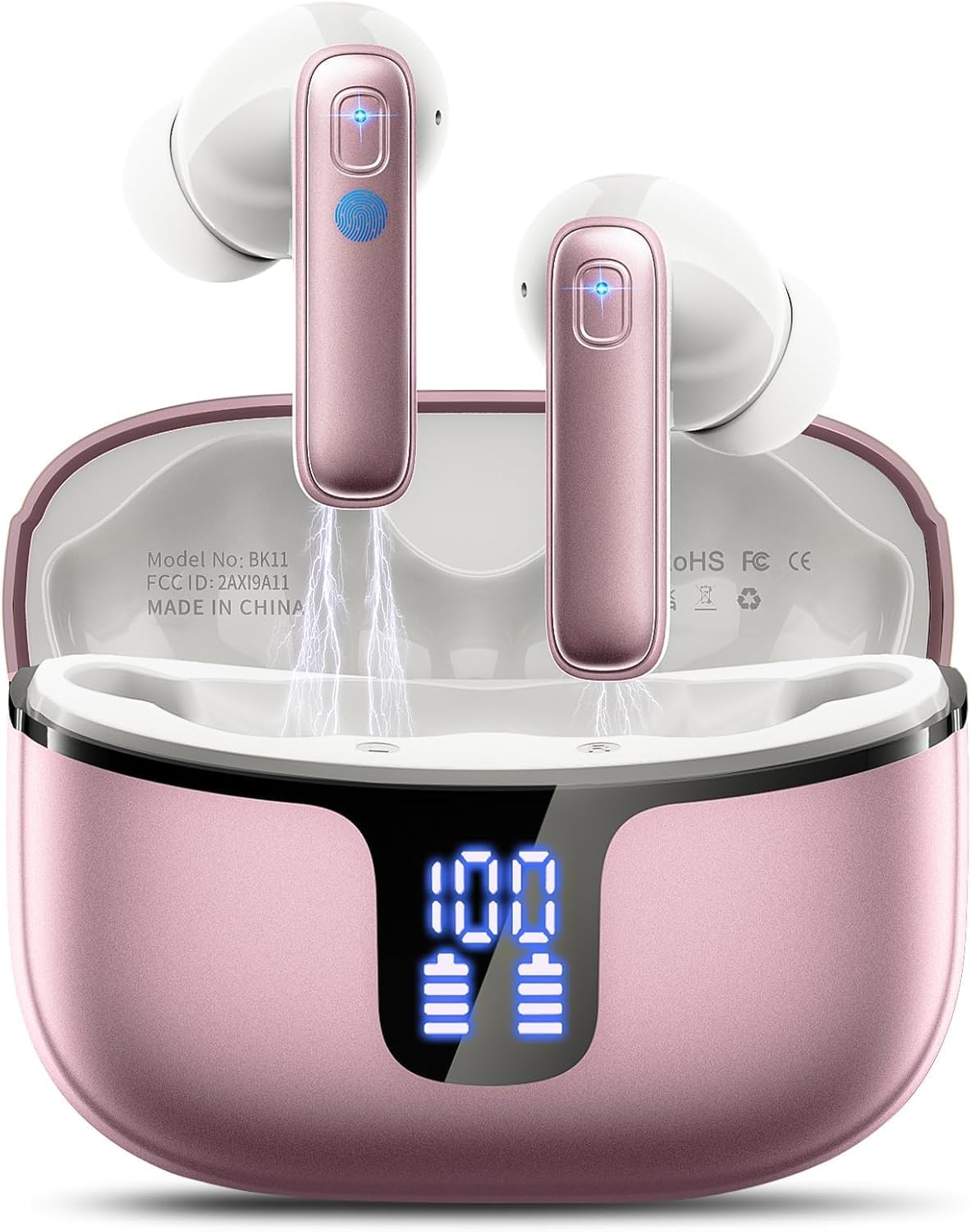 Wireless Earbuds, Bluetooth 5.3 Headphones Wireless Earphones with 4 ENC Noise Cancelling Mic, 2025 Deep Bass Stereo Ear Buds, 40H Playtime Wireless Headphones in Ear, LED Display/IP7 Waterproof/USB-C