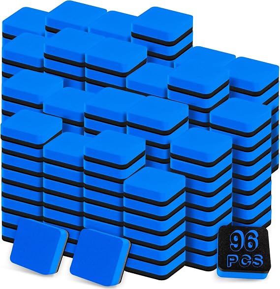 96 Packs Cube Dry Erase Eraser Bulk, Mini Magnetic Whiteboard Eraser, Chalkboard Cleansers for Kids, Classroom, School, Home, and Office Supplies