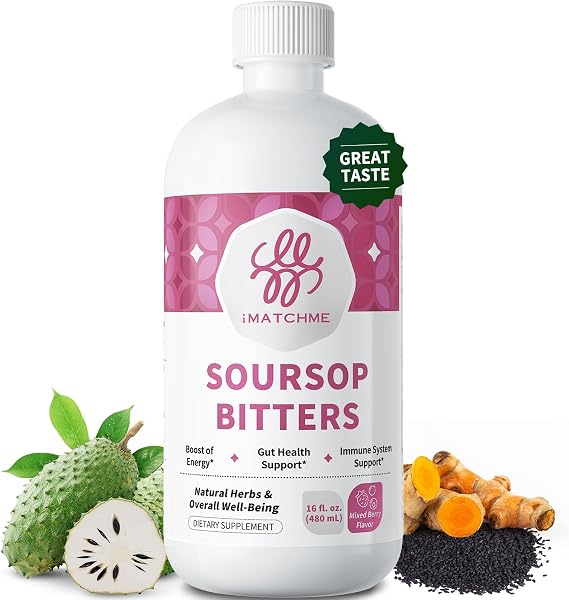Soursop Bitters Liquid-Pure 20 Herb Guanabana Tea for Digestive Health,Gut Detox & Cleanse,Antioxidant,Immune Support with Black Seed,Moringa,Turmeric&Ashwagandha, 98% High Absorption,Non-GMO 16 fl oz
