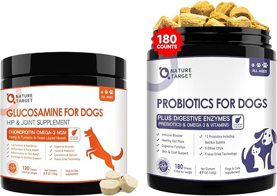 NATURE TARGET Glucosamine for Dogs & Probiotics for Dogs 180 Bites