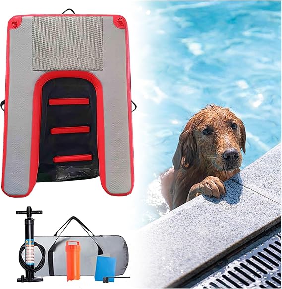 Inflatable Dog Dock Platform - Pool Float with Ramp for Easy Access - Ideal Raft for Dogs in Above Ground Pools