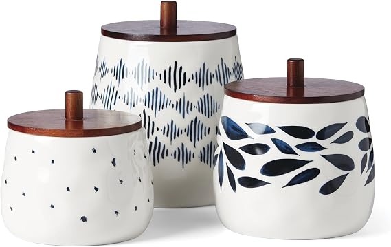 Lenox Blue Bay 3-Piece Canister Set with Lid, for Kitchen Counter