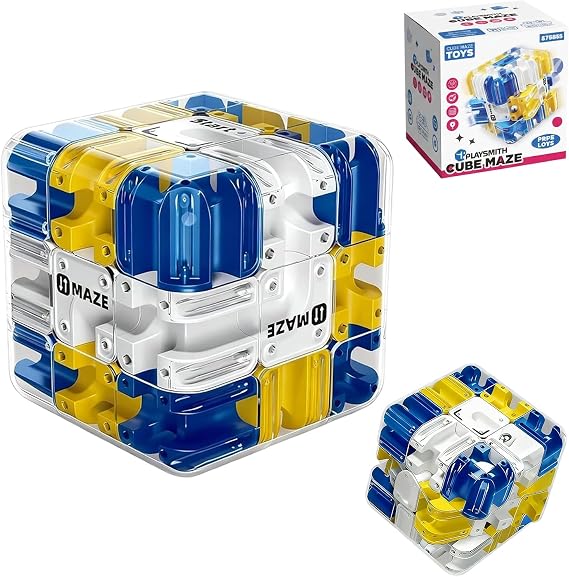 Large Labyrinth 3D Maze Cube, Logical Challenge 3x3 Maze Puzzle Cubes Toy for Stress Relief, 3D Rolling Ball Maze, Brain Teaser Cube Toy,Focus and Problem Solving Gift for Kids and Adults