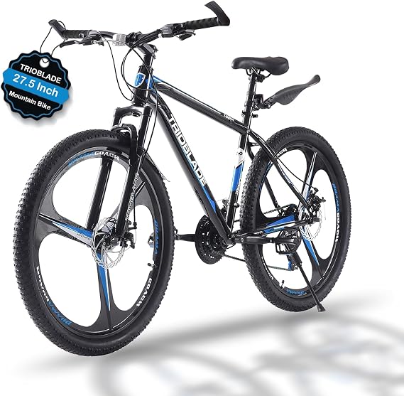 TRIOBLADE 24''26''27.5'' Mountain Bike 3 Spoke Wheels Mountain Bicycle 21 Speeds Disc Brake Bike Lightweight Frame Bicycle for Adult Men Women Sport Cycling Bike