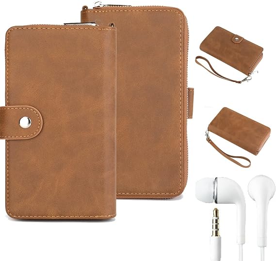 K-S-Trade Protective Case For Sharp Aquos Sense6s 2in1 Mobile Phone Wallet Case Compatible With Sharp Aquos Sense6s + Earphones Protective Cover Bumper Pouch Bookstyle Brown (1x)