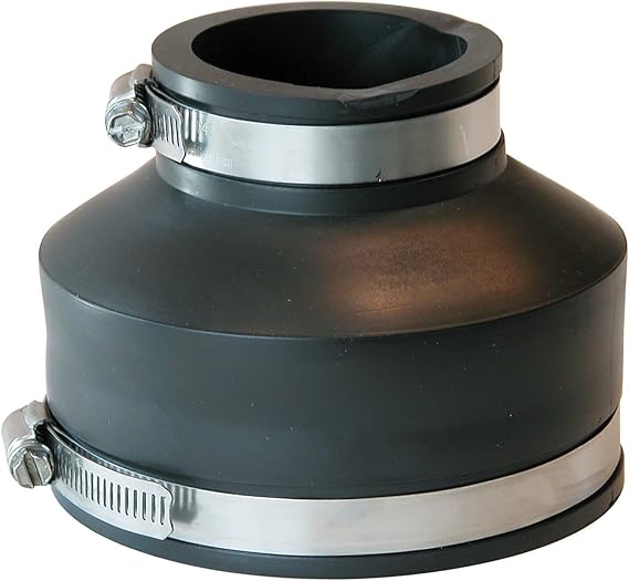 Fernco P1056-42 Flexible PVC Reducing Coupling, Connects 4" Pipe to 2"