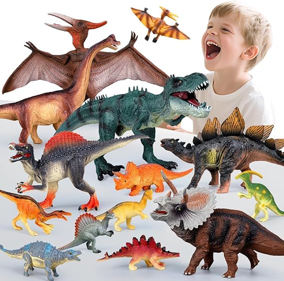 Drefirsa Dinosaur Toy for Boys 3-5 5-7, 14PCS Realistic Dinosaur Figure Set