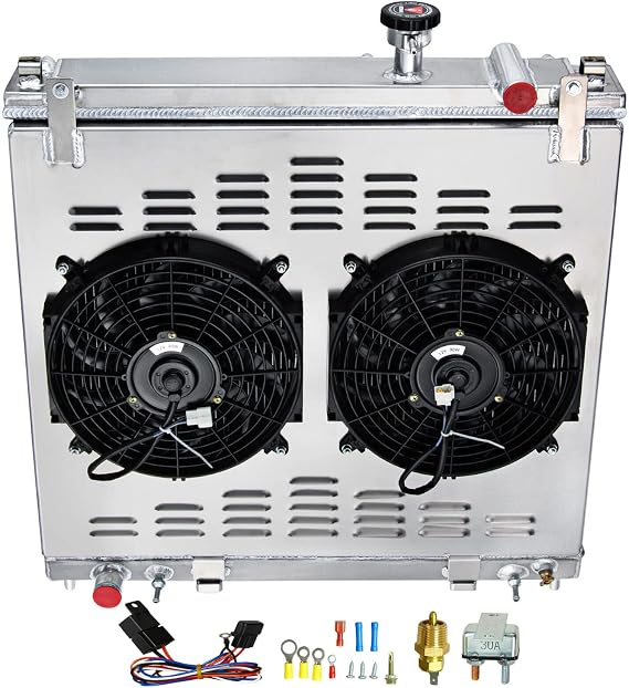 Cooling Radiator For 2004-2015 NISSAN Titan Armada INFINITI QX56 5.6L V8, 4 Row Aluminum Radiator + Shroud/Fan + Relay Kit