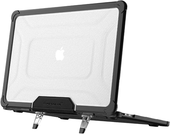 SaharaCase - Heavy-Duty Raider Series Case with Stand for MacBook Air 13/13.6-inch (20222026, M2M5), Clear/Black, (LT00053)