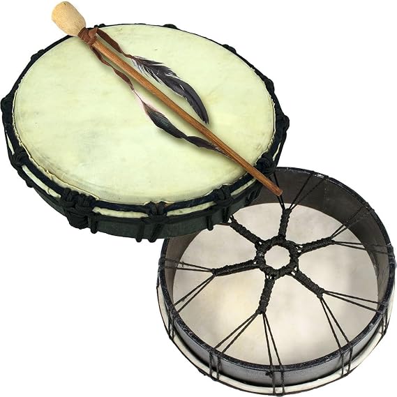 New Age Source Bodhrn, Natural Animal Skin Frame Drum, 10 Inches, Unfinished,  with Stick
