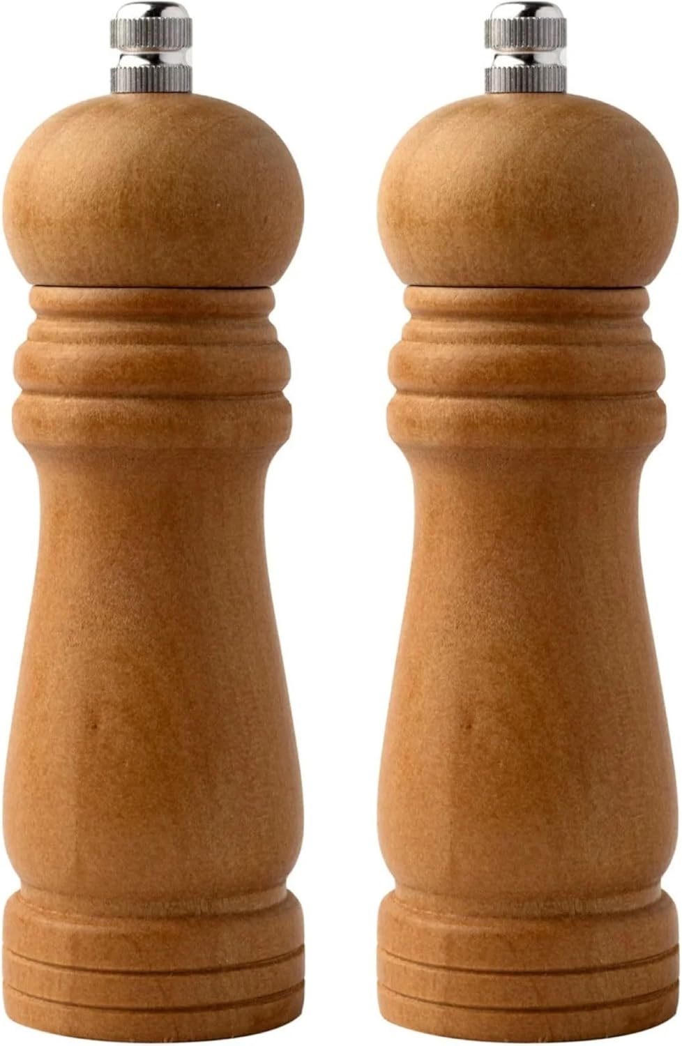 Busstier Medium Size Bamboo Body Wooden Salt Pepper Mill, Spice Grinder 2 Pieces
