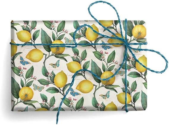 Kartos Lemons & Leaves Italian Wrapping Paper, Folded