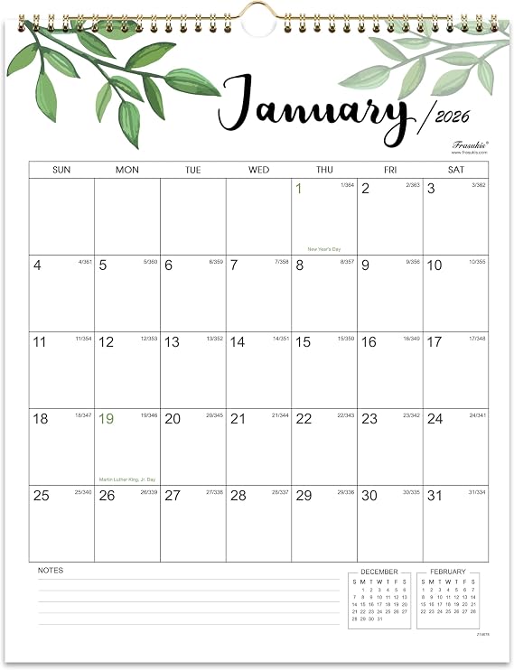 2026 Calendar - Vertical Wall Calendar 2026, Jan. 2026 to DEC. 2026, 14.8'' x 11.5'', Monthly Calendars 2026 with Julian Date, Perfect for Planning
