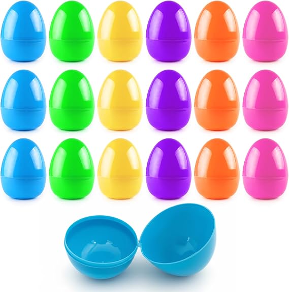 24 Pack Large 9.5cm Plastic Easter Eggs Fillable - Colorful Jumbo Eggs for Easter Egg Hunt, Party Favors & Basket Stuffers