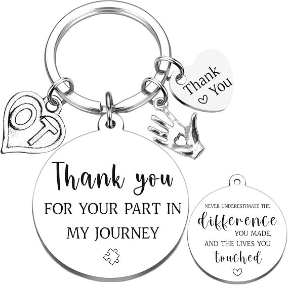 Therapist Gifts Keychain for Women Men - Thank You Gift Mental Health OT PT Respiratory Therapists for Mentor Christmas