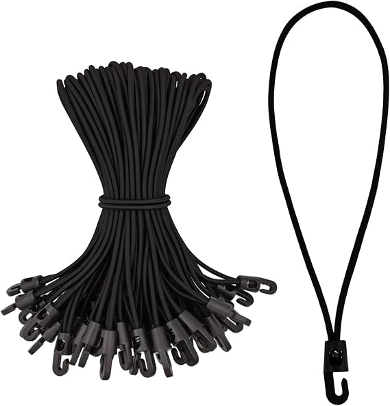 30 Pack Bungee Cords with Hooks 10 Inch, Elastic Bungee Ropes with Hooks, 35KG Max Load Bungees Straps, Short Tarpaulin Hook, Small Bungees Rope for Camping Tarp, Tents, Canopy and Fixings