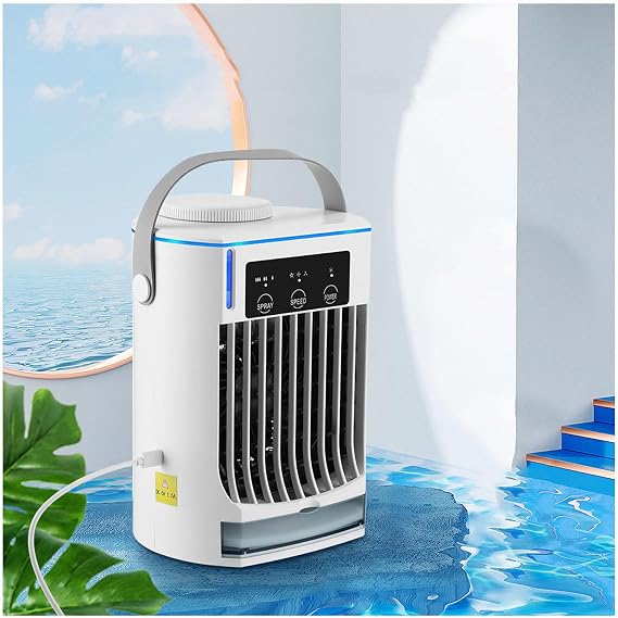 3 Wind Speed Mini Air Conditioner Portable, Condensate Tank Drawer Aire Acondicionado Portatil, Portable Room Air Conditioners for Bedroom, Office, Camping