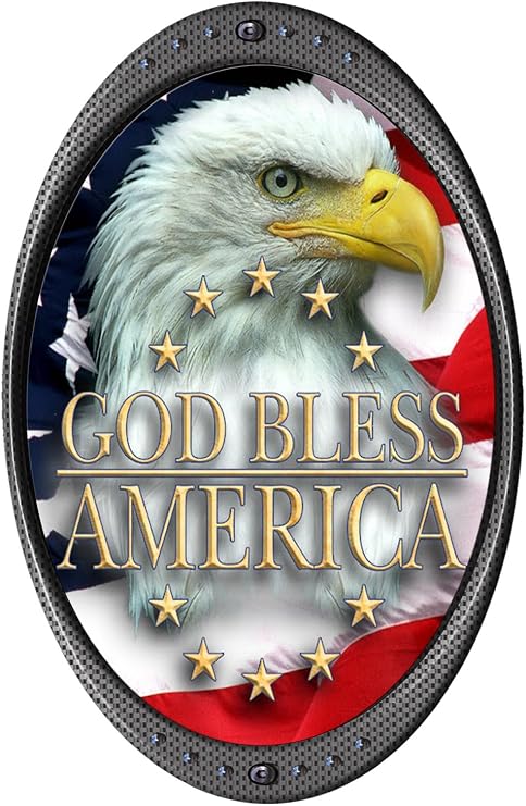 God Bless America Eagle Head Decal 5"