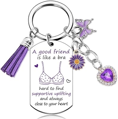 Best Friend Birthday Gifts for Women Funny Friendship Keychain for Female Friends, Long Distance Graduation Going Away Thank You Keyring for Bestie