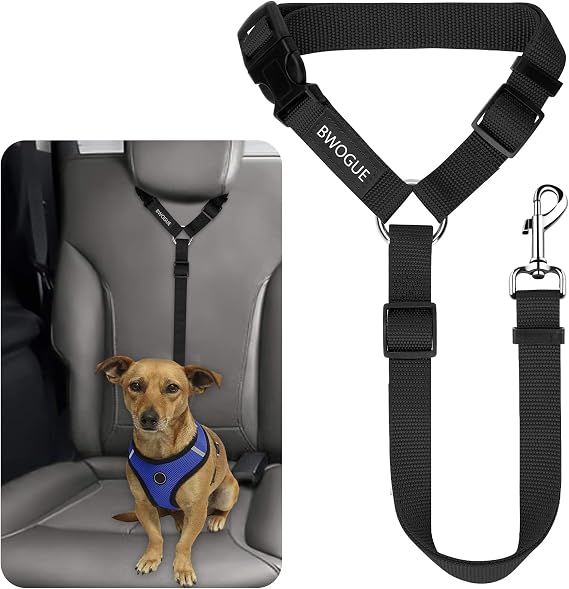 BWOGUE Dog Seat Belt for Car, Headrest Restraint Safety Lead, Dogs Cats